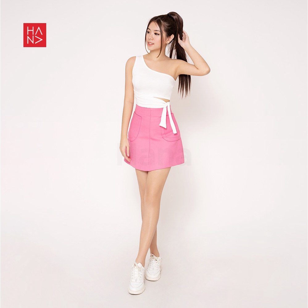 Hana Fashion - Alicia One-Shoulder Crop Stylish Wanita - CT091