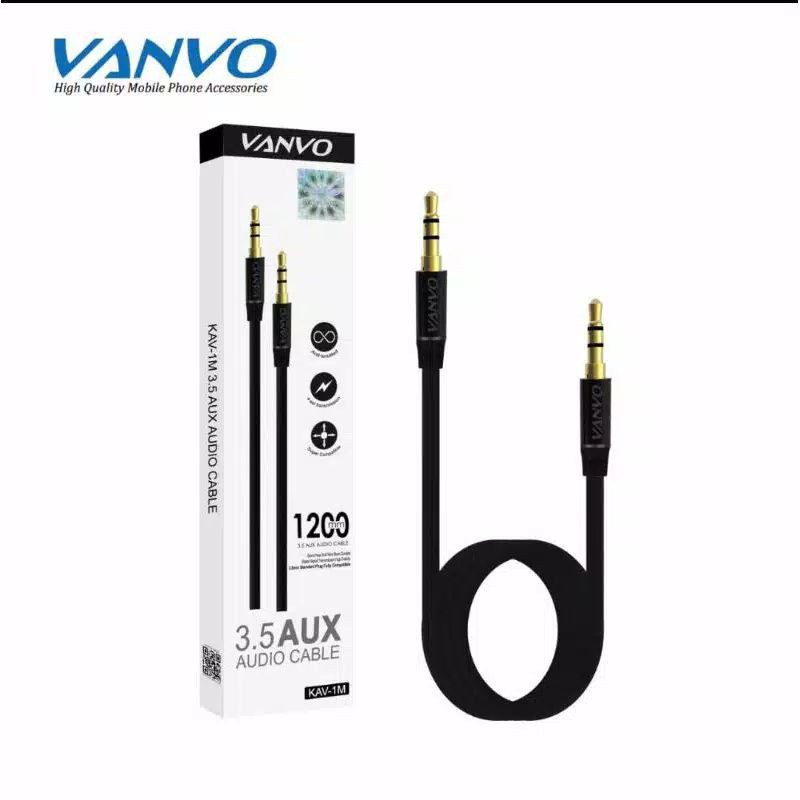 Kabel aux Vanvo audio jack 3.5 mm Male to Male kabel audio MP3 Mobil dan HP . Aux Cable