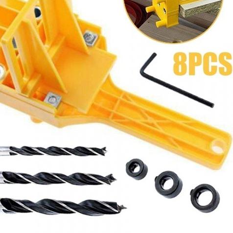 ☛ Dowel jig SET 8pcs mata bor stopper / tools bor dowel jointer sambungan papan kayu ➼