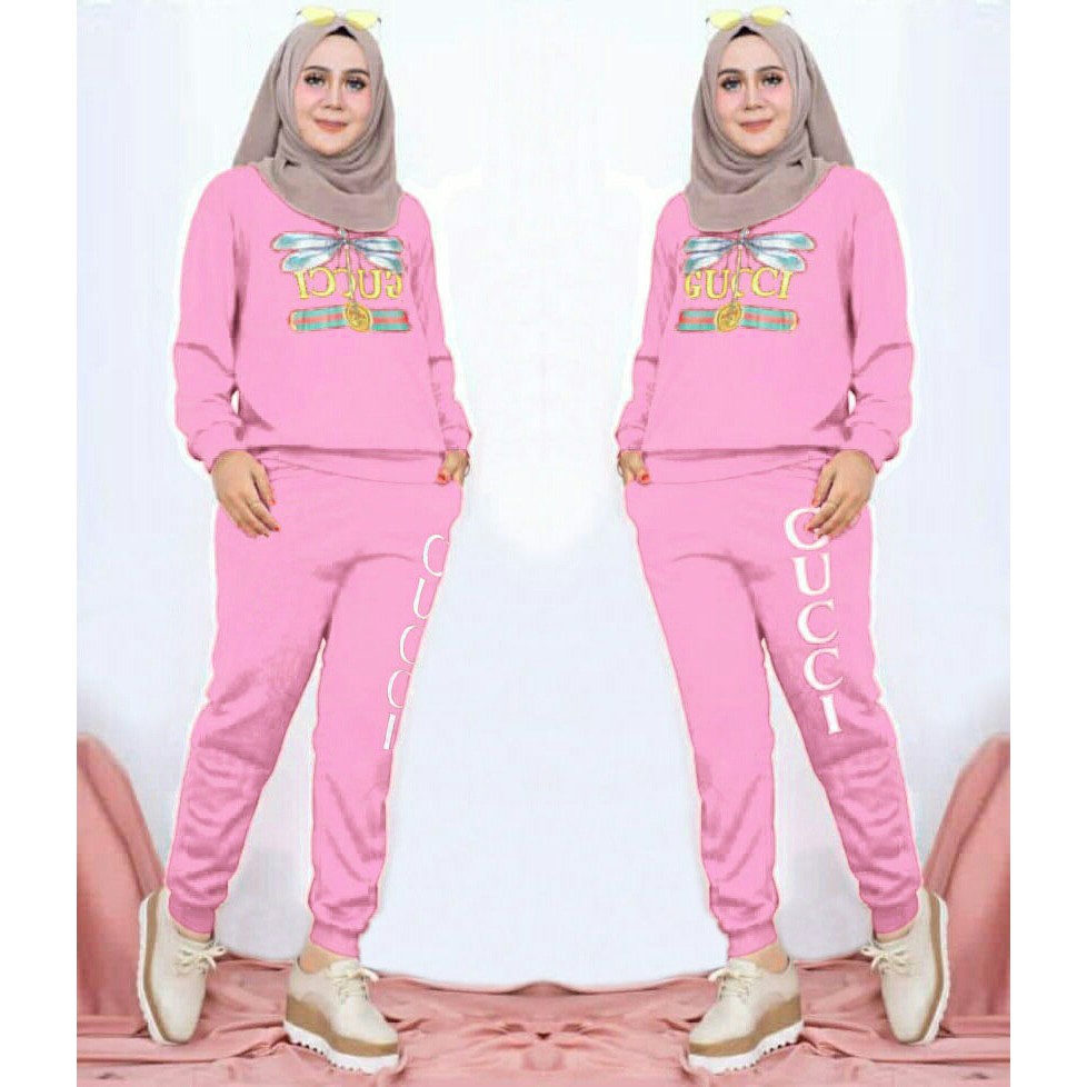 SET ARISTA (GUCCI) setelan wanita muslim kaos panjang dan celana training