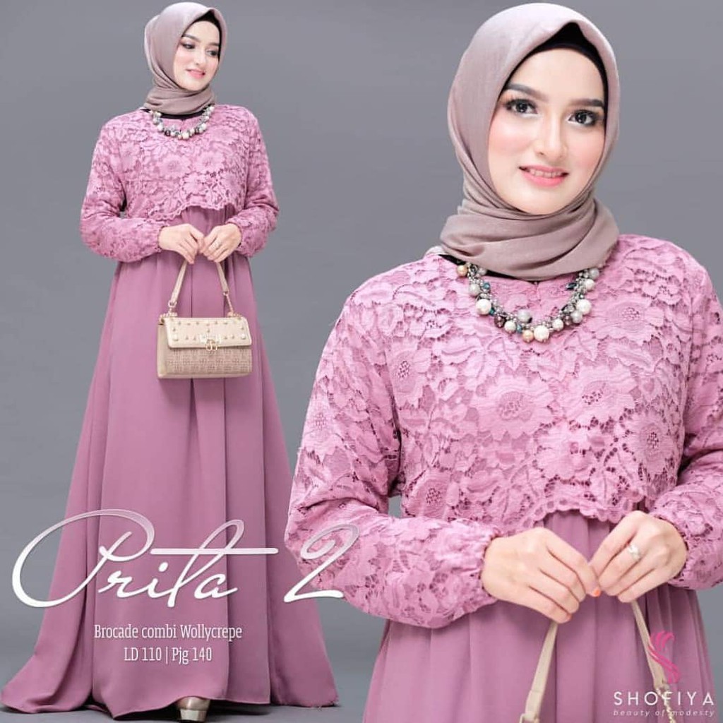 PRITA MAXI DRESS  BUSUI RESLETING DEPAN DRESS  BRUKAT DRESS  