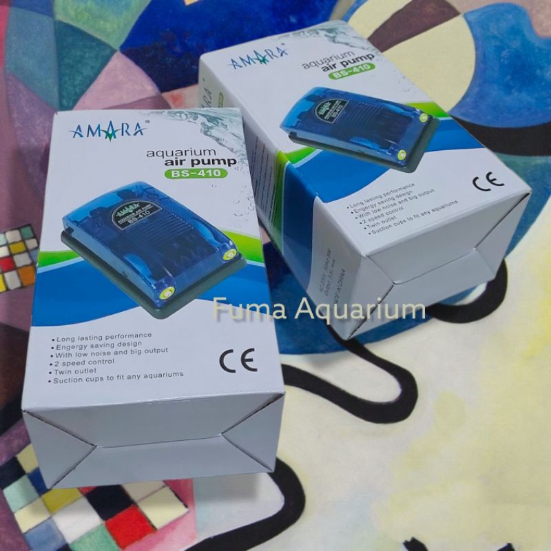 AMARA BS-410 Pompa aerator Airpump Gelembung Udara Oksigen Aquarium Aquascape 2 lubang