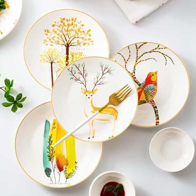 Ceramic Tableware 4pc 8inch Plate Animal Dinner Set Keramik Piring