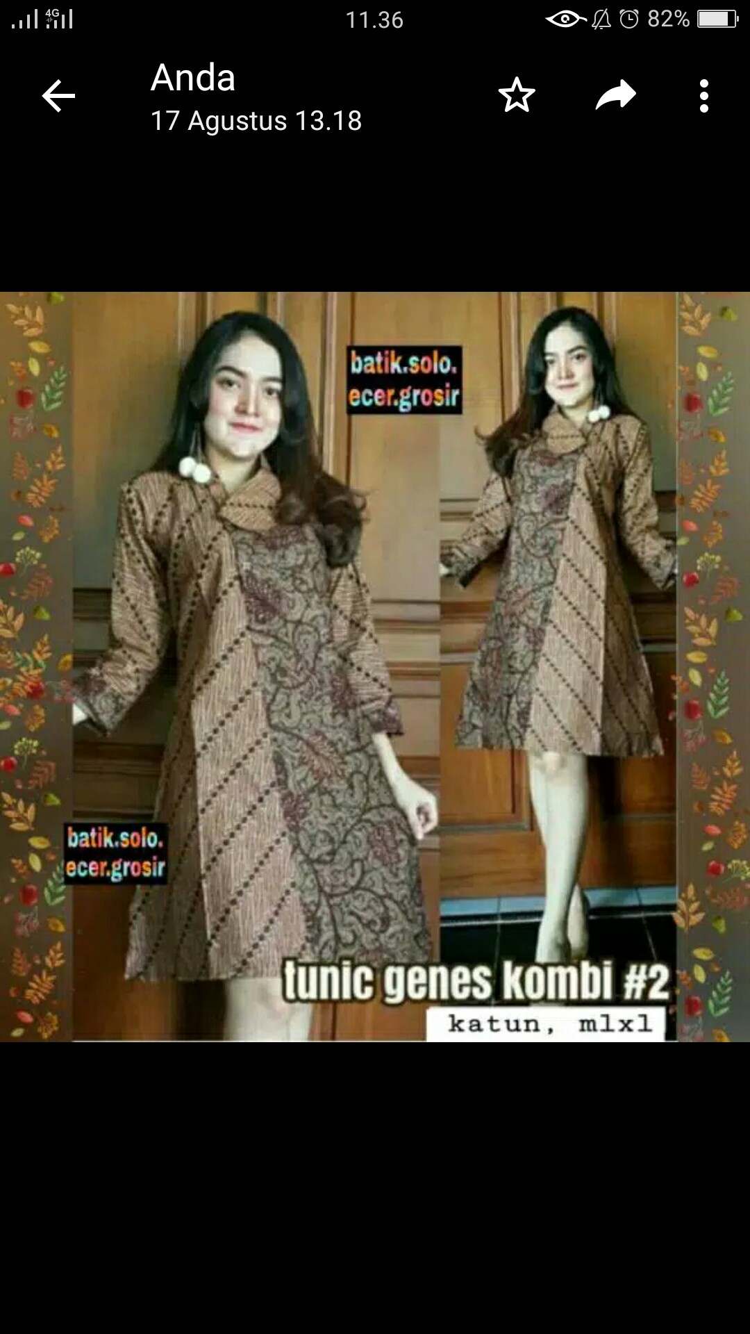 Dress Batik Tunik Seling Genes Kombi All Size Lengan Pendek Dan Lengan Panjang