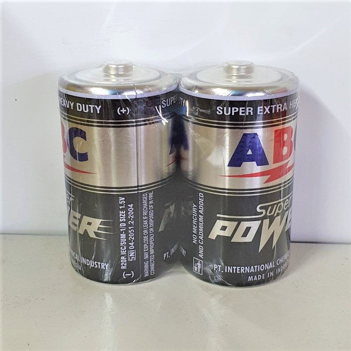 [1 buah] Baterai ABC HITAM besar ukuran D R20 SUPER POWER d size battery abc jumbo baterai radio 1 pcs batu abc besar r-20 d size battery baterai senter