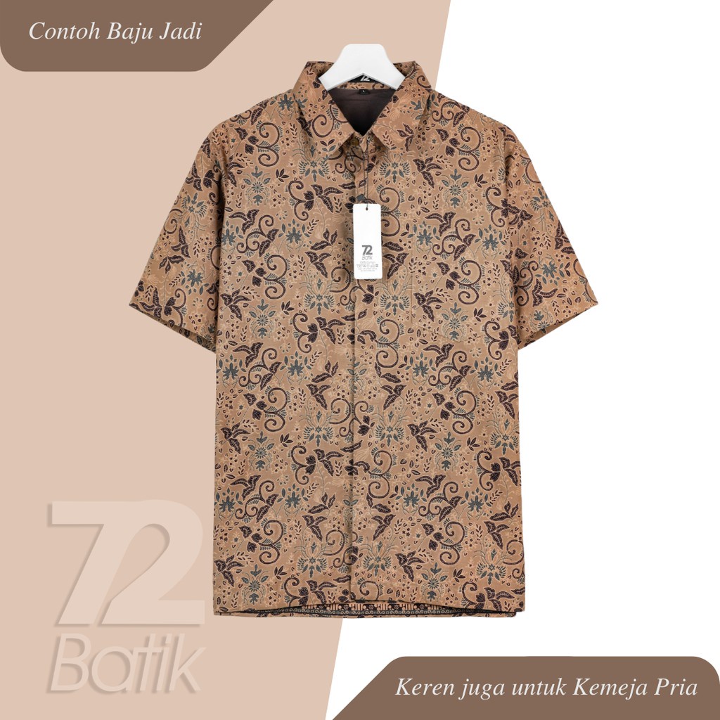 KAIN BATIK PREMIUM Bahan Katun Motif Kembang Setaman Warna Coklat Muda Krem Cream 721348 CAP 72 - Jarik Jarit Samping Kebat Panjang Batik Katun Modern Premium Bahan Seragam Batik Pernikahan Kantor Keluarga Murah Kamen Jadi Batik Bali Lembaran