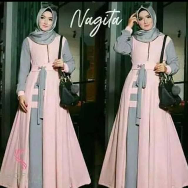 Gamis nagita warna peach