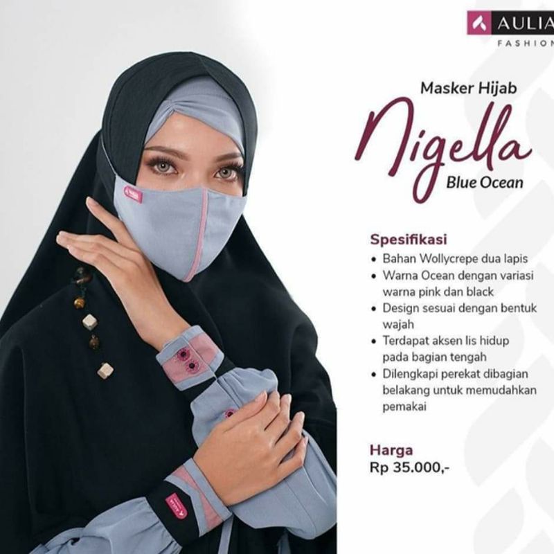 [Hizfa] Aulia Fashion Masker Hijab Nigella Ocean Blue Sale Murah