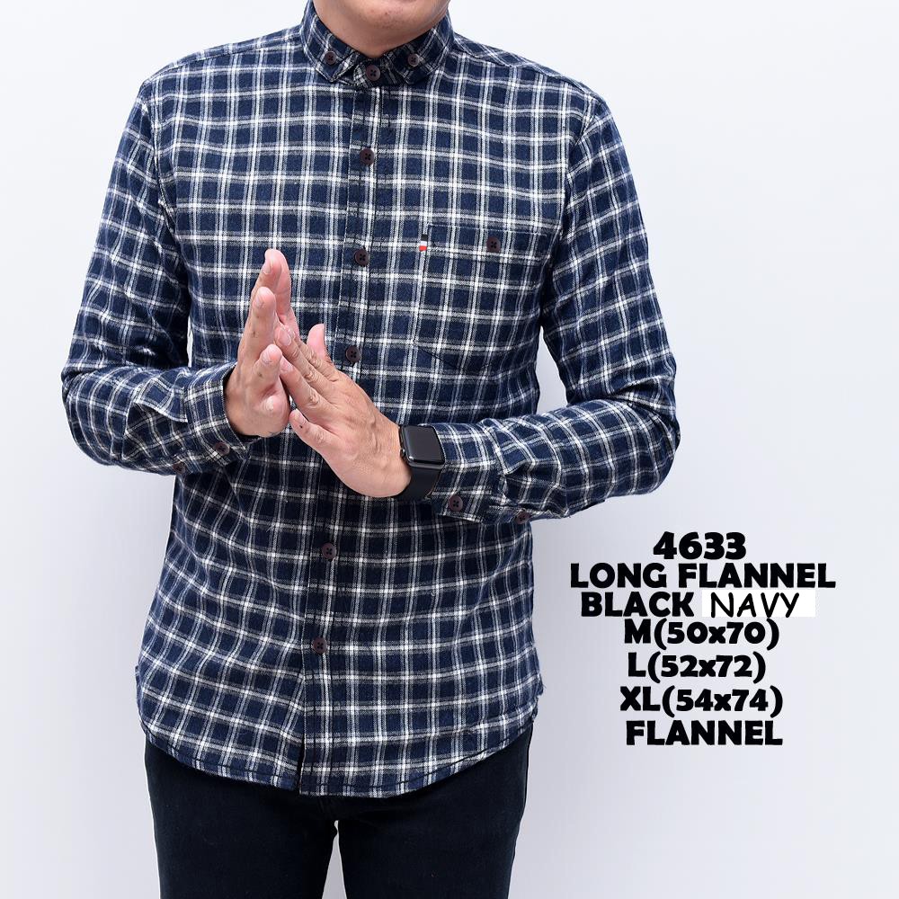 NAFAZOL 4633 Kemeja Pria Lengan Panjang Flannel Black NAFAZOL 4633 Kemeja Pria Lengan Panjang Flannel Black