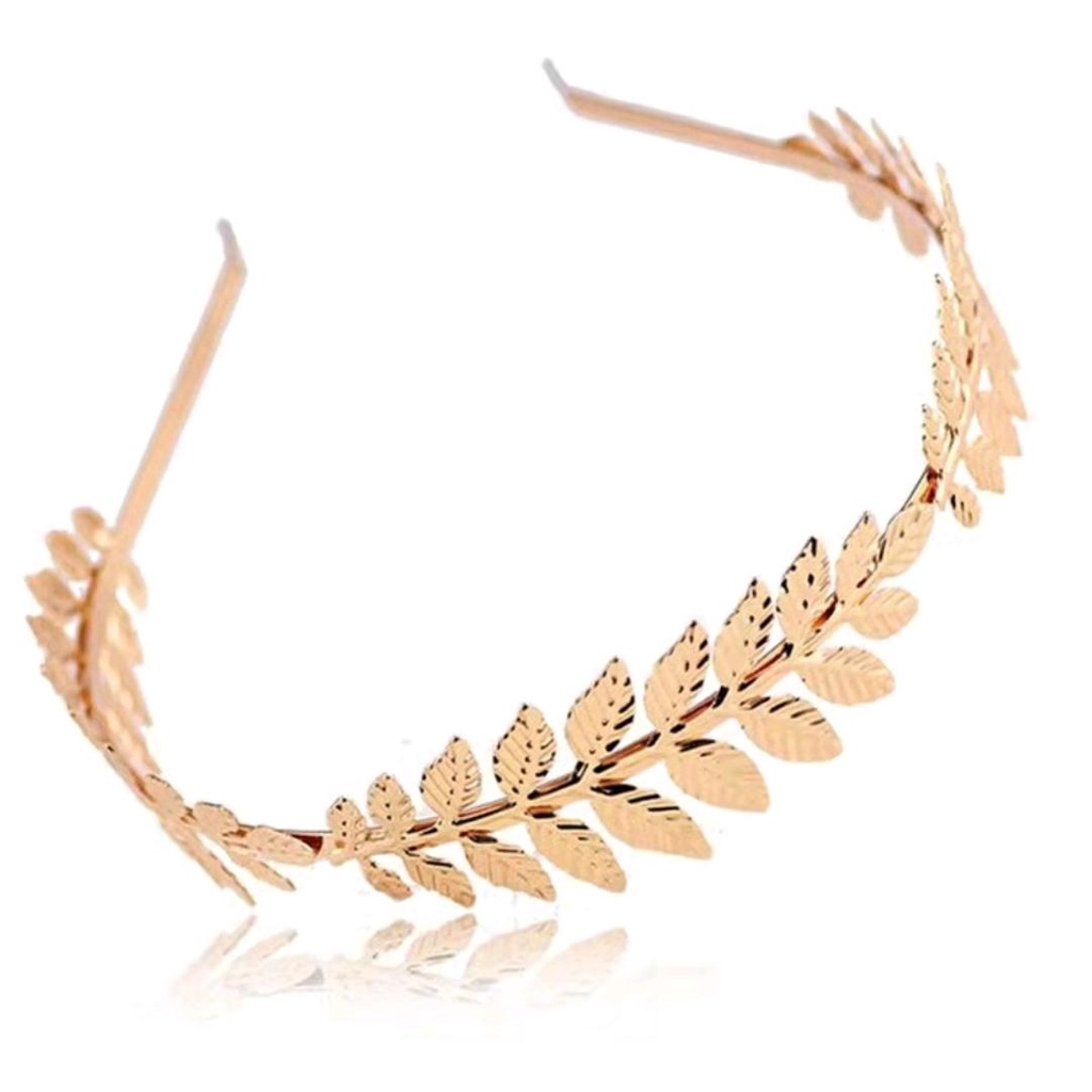 Shell Crown - Bando Daun Bahan Metal Warna Emas Hias Mutiara Imitasi Untuk Wanita