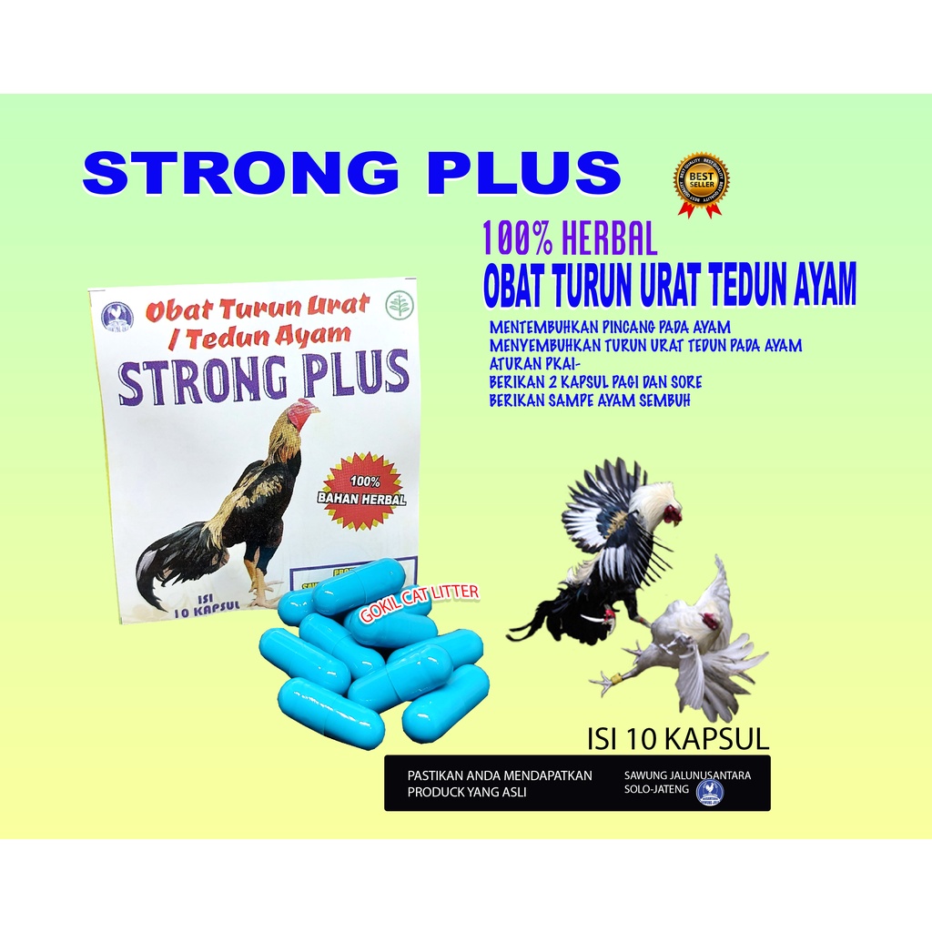 STRONG PLUS-OBAT TURUN URAT AYAM-(OBAT,VITAMIN,JAMU,PENGUAT, DOPING AYAM)