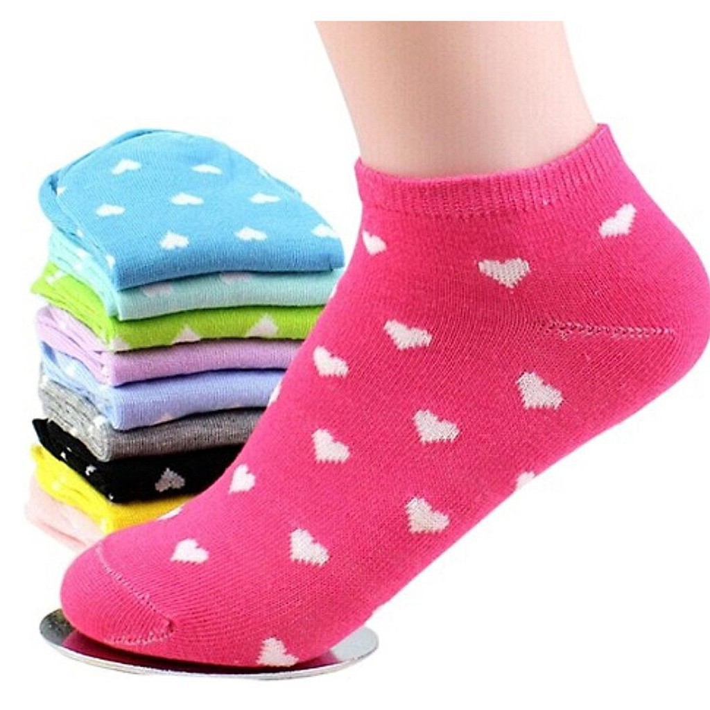 Kaos Kaki Cewek Semata Kaki Pendek Wanita IMPORT Kaos Kaki Ankle Love Kaos Kaki Perempuan Kaos Kaki Mata Kaki Motif Heart