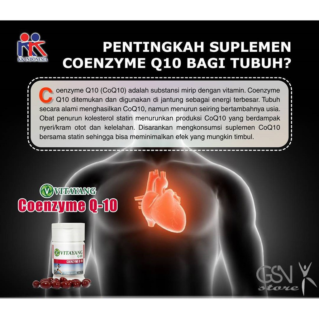 (BELI 3PCS HEMAT) Vitayang Coenzyme Q10 KK Indonesia Enzim Koenzim Pembentuk ATP meningkatkan Energi