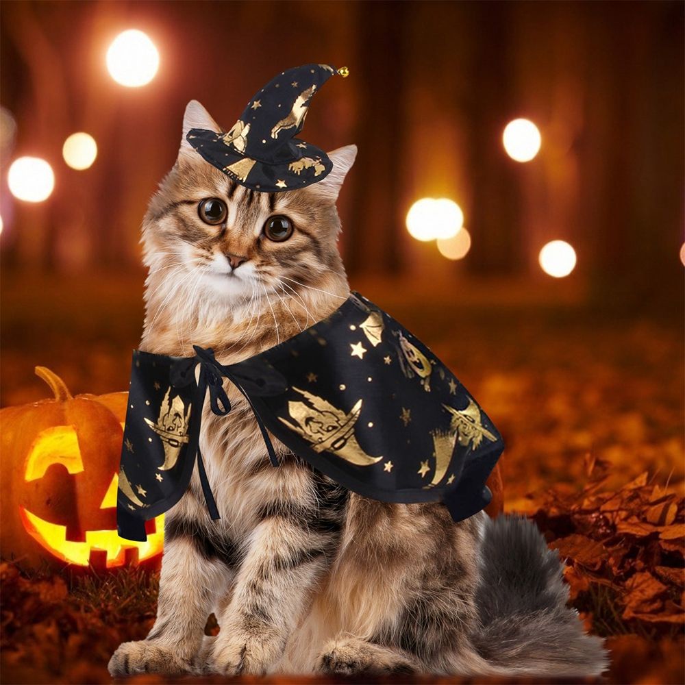 ELEGANT Funny Pet Halloween Costume Halloween Cosplay Dog Halloween Set Halloween Apparels Cloak For Cat Dog Halloween Party Pet Accessories Party Dressing Puppy Collar