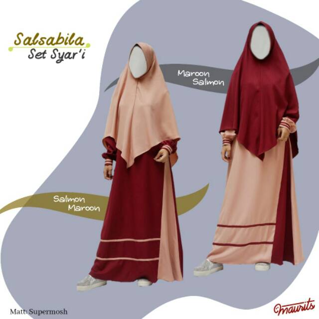 SET SYARI POLOS KOMBINASI - GAMIS SET KHIMAR/HIJAB SYARI - SUPERMOSH GLOWING