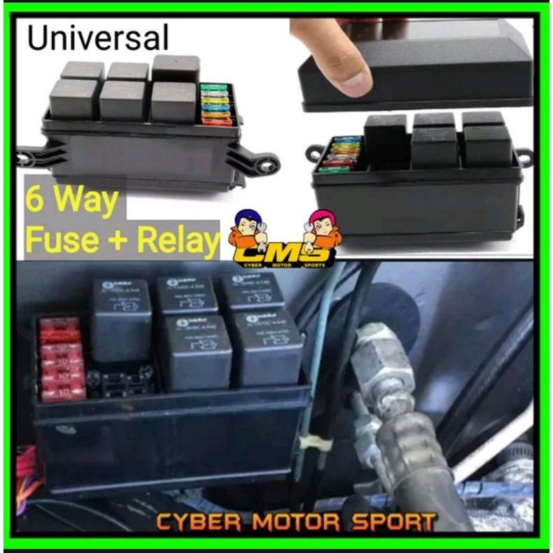box sekring relay sett universal. fuse box relay kelistrikan mobil 12v . lampu klakson starter sein 