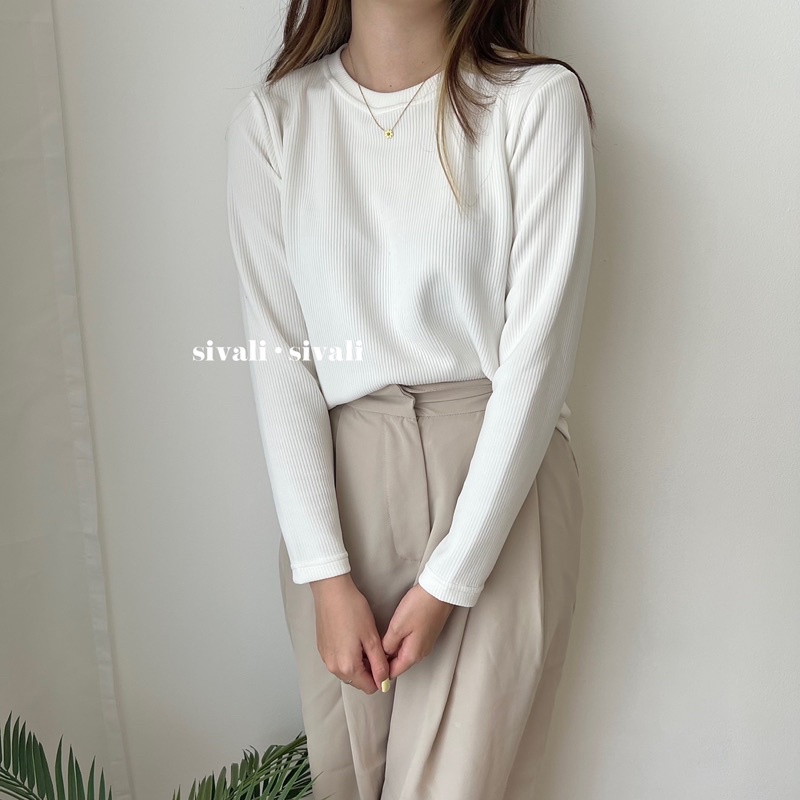 SIVALI Basic Longsleeve Shirt Rib Knit - Kaos Lengan Panjang Bahan Tebal - Inner 1500