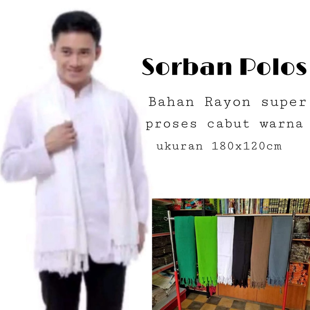 Sorban putih polos Surban pria Serban Santri panjang kekinian