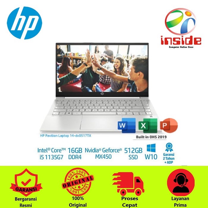 Laptop HP Pavilion 14-dv0517TX Corei5/16GB/NVIDIAGeForceMX450/512GBSSD