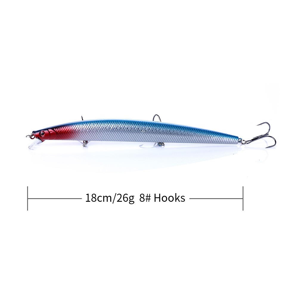 Hengjia 1pc Umpan Pancing Minnow Hard Bait Floating Fishing Lure Ikan Kecil Alat Pancing18cm 26g Dengan Kail Treble