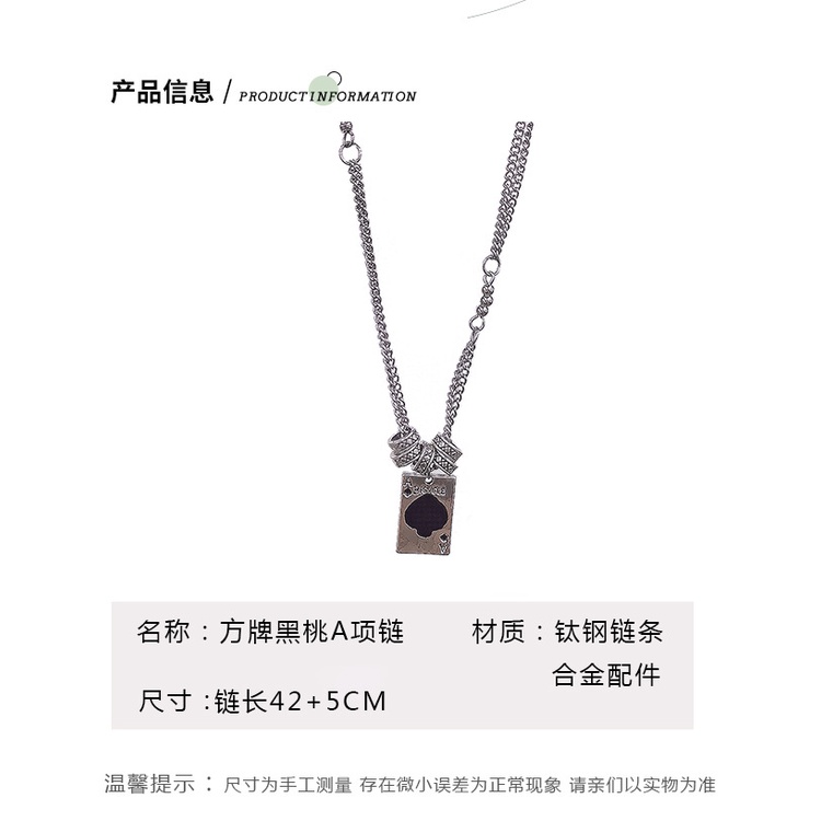 Manis gaya sederhana square black Peach liontin kalung untuk wanita in niche desain baja titanium ka