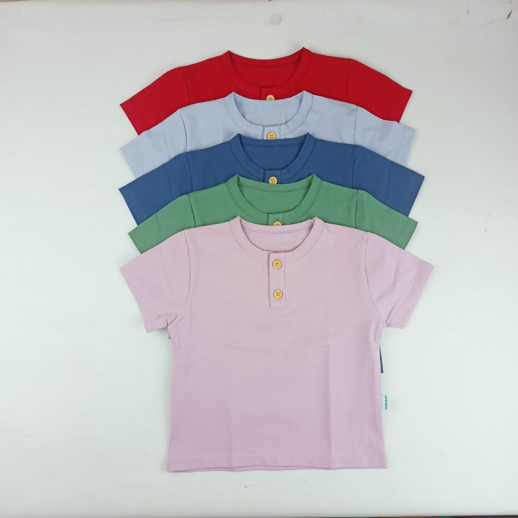 Unisex Walbie Kaos Bayi Anak 001 Button Shirt (BISA TUKAR SIZE) Baby &amp; Kids Kaos Anak Baju Bayi 0 Bulan - 3 Tahun Kaos Polos Basic T-sirt Atasan  libby uniqlo mooi velvet