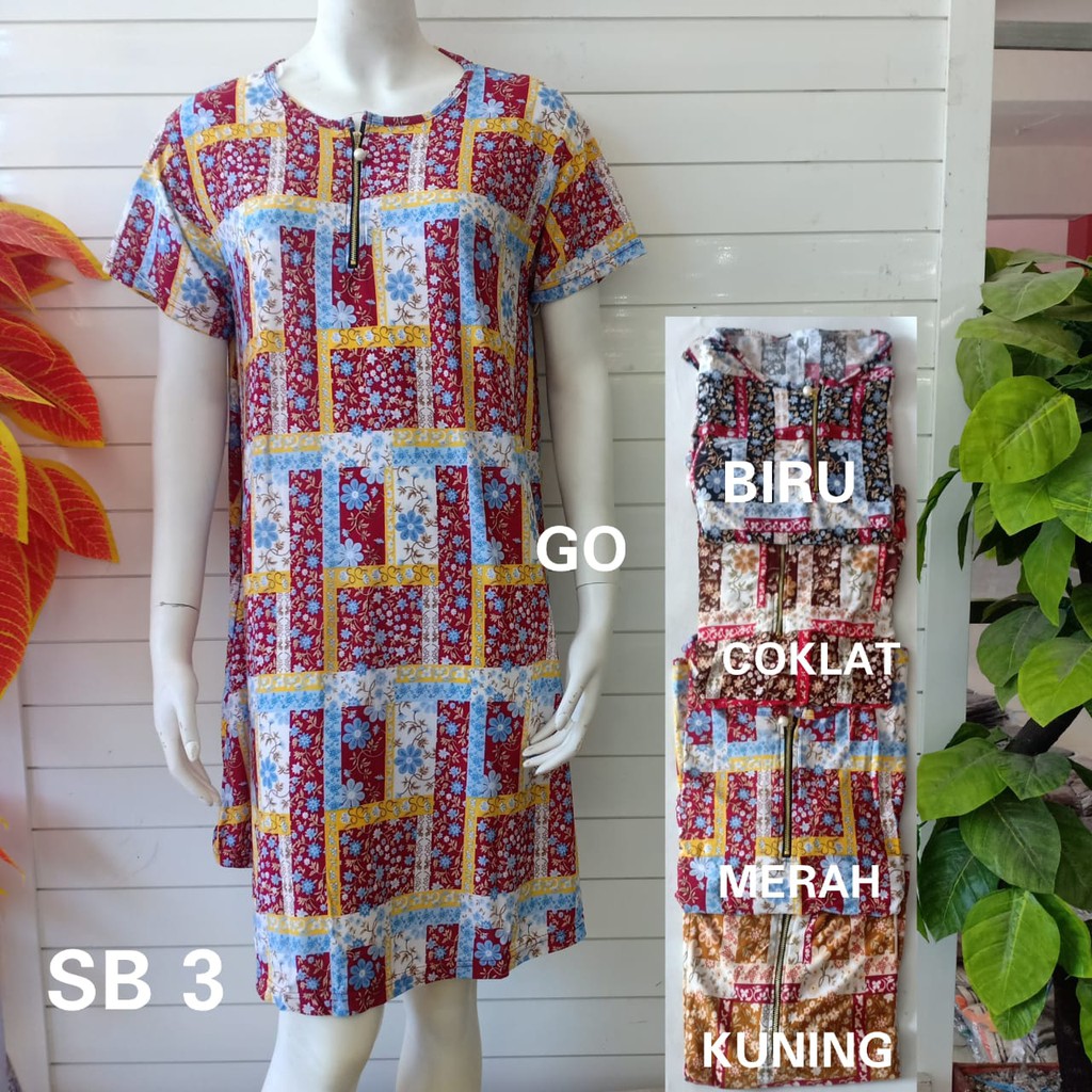 gof SR DASTER/DRESS SUPER JUMBO Wanita Casual Motif Polos Pakaian Perempuan Lengan Pendek