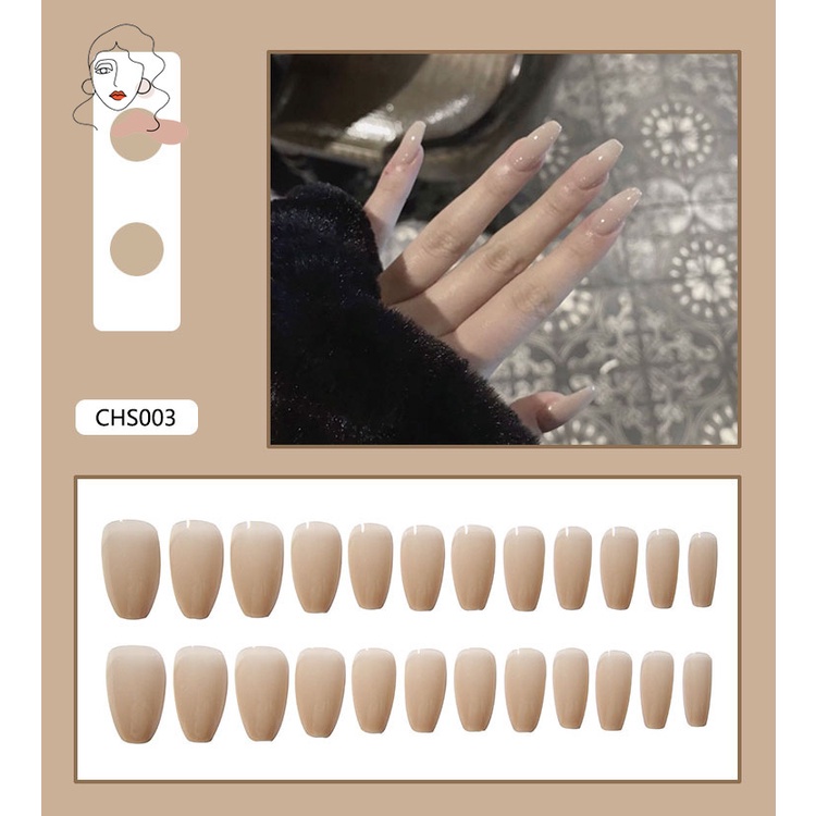 24pcs / Kotak Kuku Palsu Detachable Dengan Strap Untuk Manicure