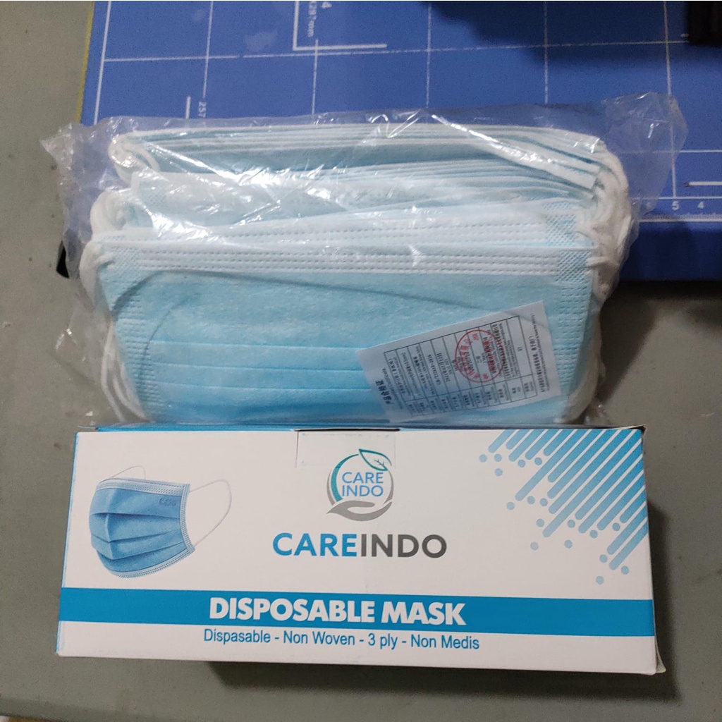 Masker Careindo 4ply Dan 3ply Premium Earloop 1Box isi 50 Pcs