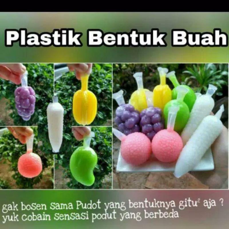 

Plastik Bentuk Buah anggur jeruk belimbing mangga jagung strawberry es lilin pudot