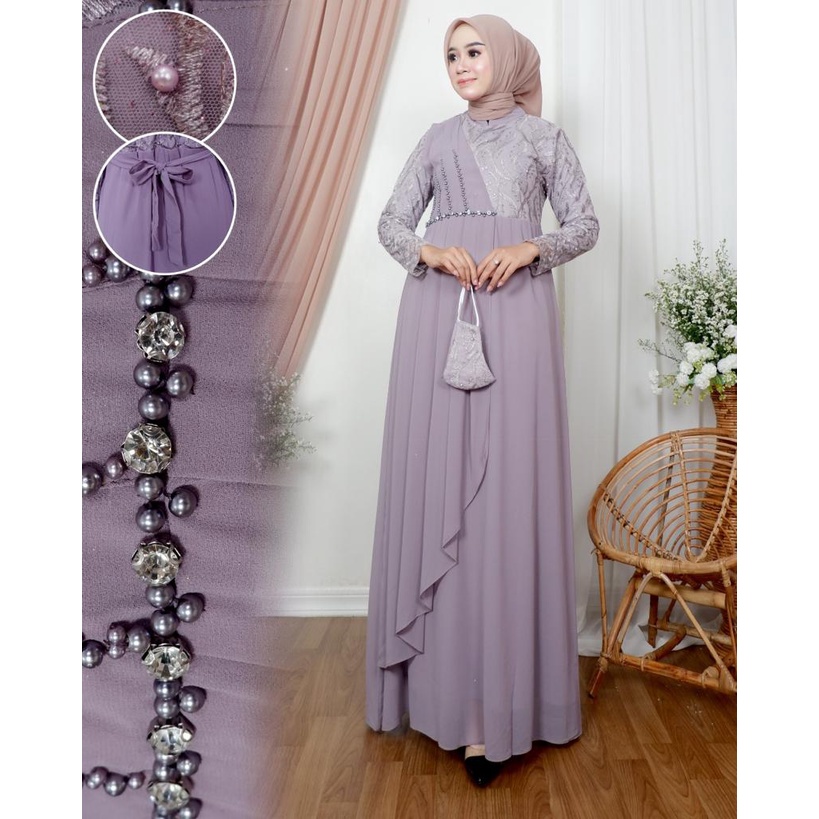 Kadai.baju / Gamis pesta modern / Gamis kondangan / Gamis brukat tille / Dress Mikaela Size M L XL XXL