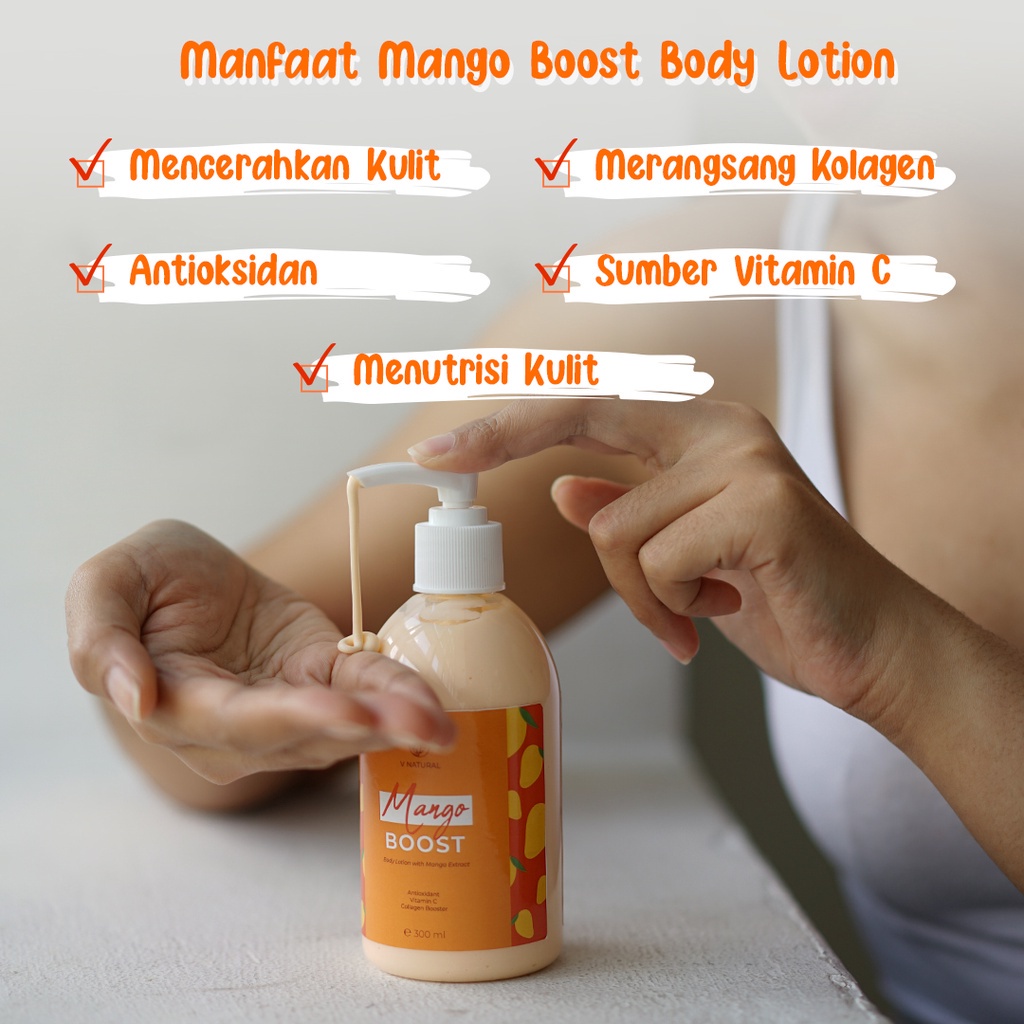 ⭐ BAGUS ⭐ V NATURAL BODY LOTION 300ML | Hbl Mango Boost Goat Milk Hydra Pome