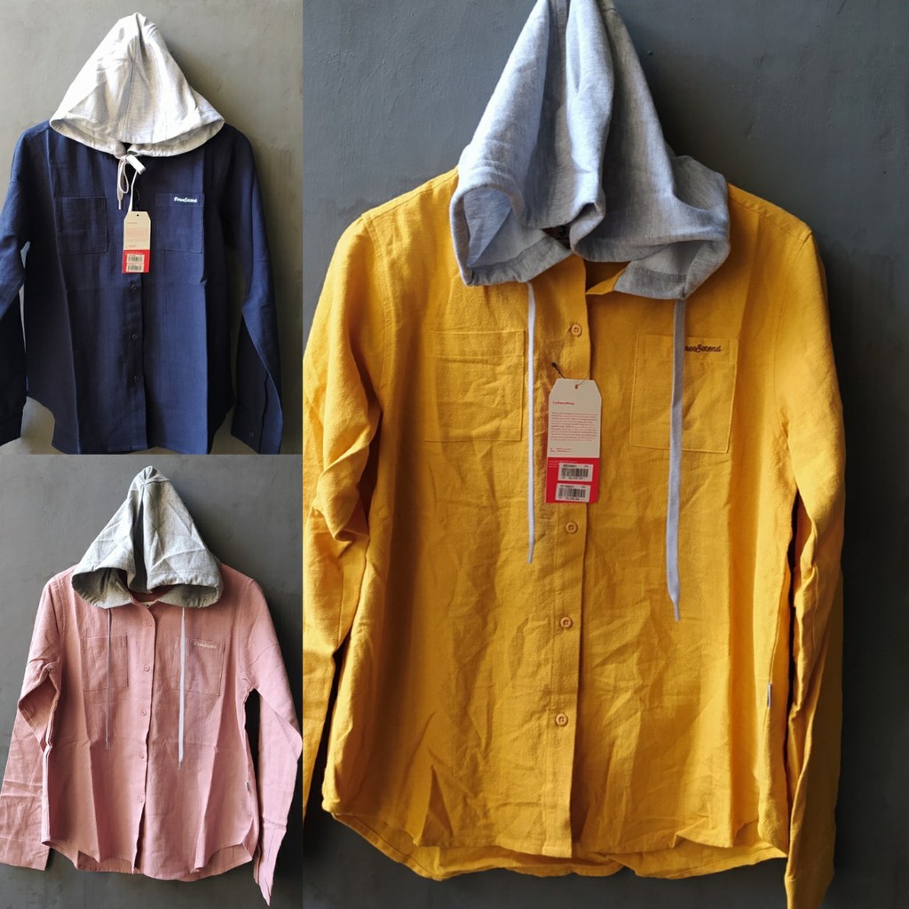 KEMEJA HOODIE 3SECOND CEWEK ORIGINAL WARNA NAVY, PINK AND MUSTARD
