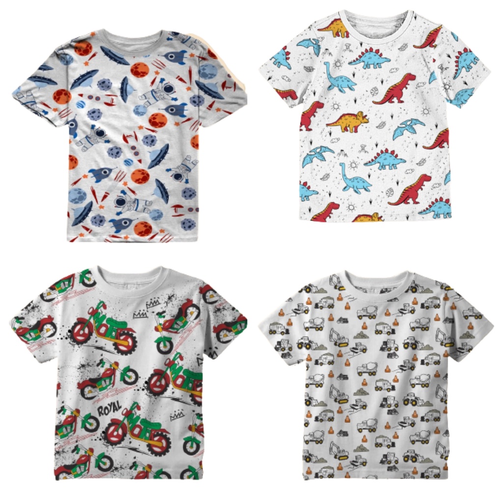 KAOS ANAK FULL PRINT DINO DINOSAURUS 24S / BAJU ANAK LAKI LAKI 1-7 TAHUN PART 3