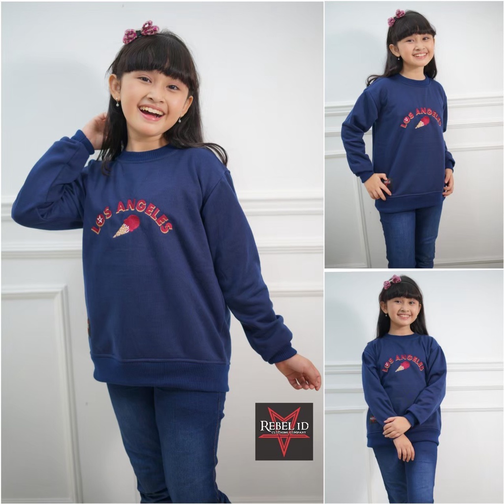 Sweater Kids Los Angeles | Fleece Cotton Tebal Anti Bacteri | Original REBEL ID | Dhea Fashion