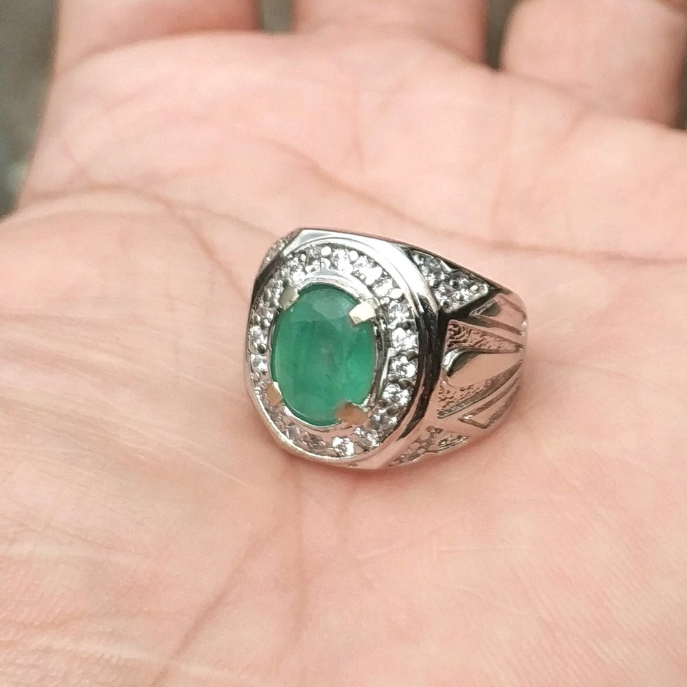 CINCIN BATU PERMATA NATURAL JAMRUD EMERALD BERLY FREE MEMO ORIGINAL