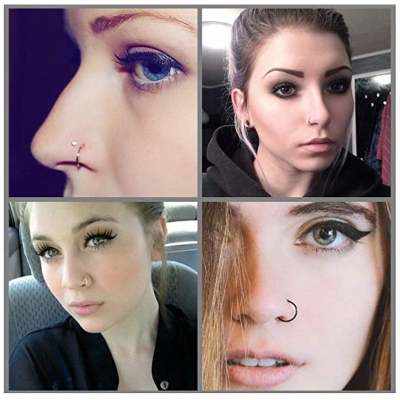 Magic789 1PC Punk Stainless Steel Hoop Nose Ring Non Piercing Clip for Women Men