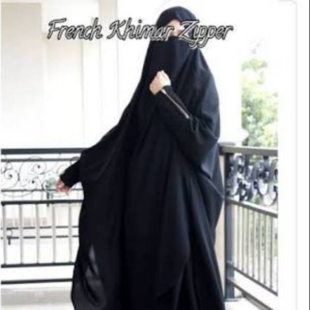 French Khimar zipper/french hijab jet black Fortaleza