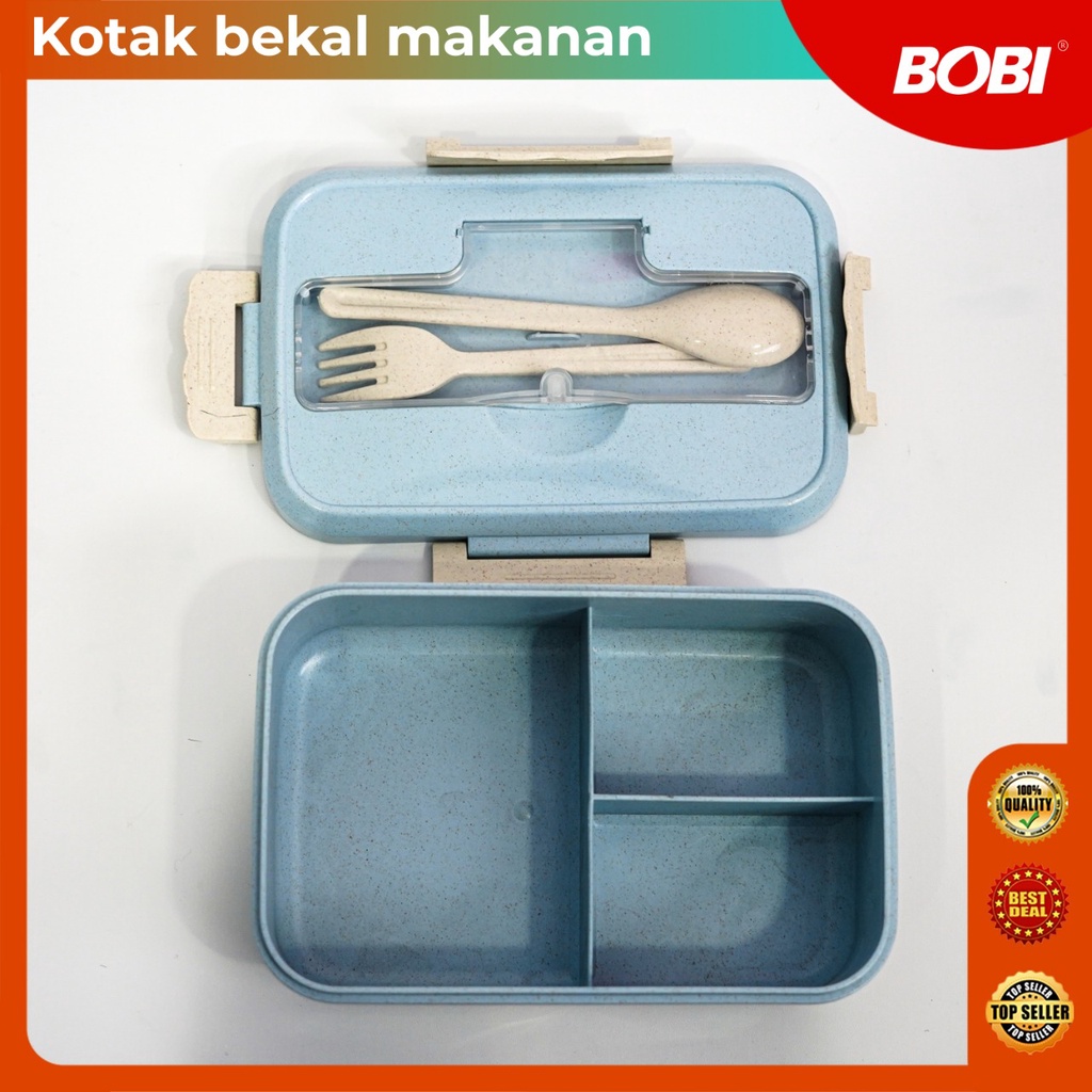 Tempat Bekal Makanan Set 1000ML  /  Lunch Box Set / Kotak Bekal Makan ​1000ml  Free Sendok,Garpu Tanpa gagang