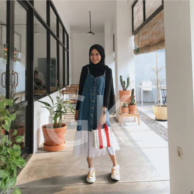 MIDI BUTTON OVERALL JEANS / OVERALL JEANS / MIDI OVERALL / OVERALL JEANS WANITA / OVERALL KANCING