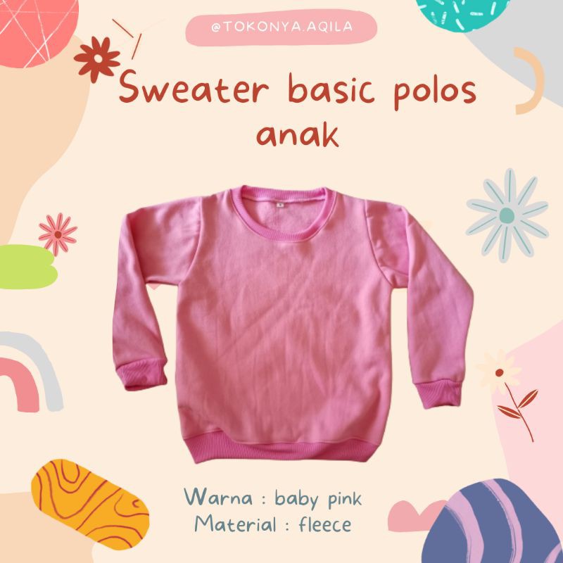 Sweater Polos Anak Bahan Fleece Warna Pink Baby