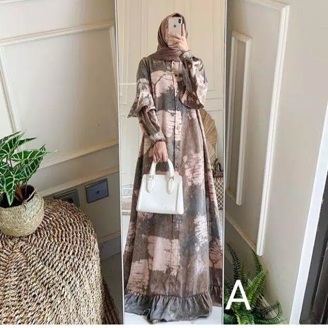 Gamis Wanita - Gamis Jumputan Palembang Gamis Kekinian Motif Tiedye