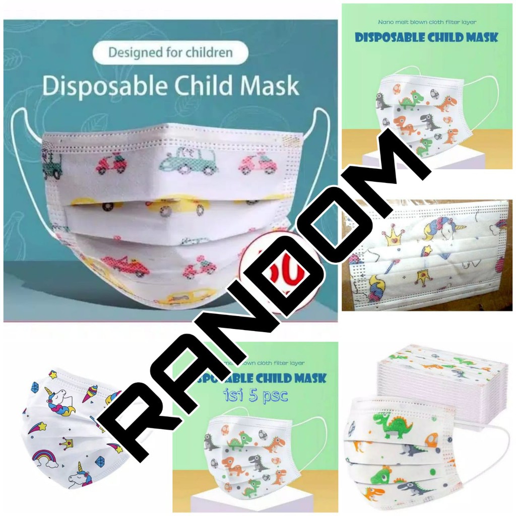 Trijaya .  masker anak earloop masker 3play random / masker anak anak karakter