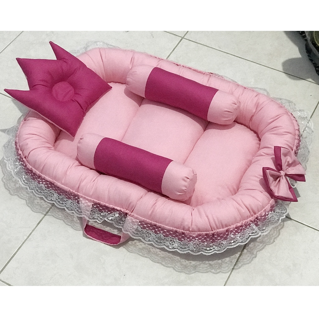 KASUR BABY NEST RENDA PITA SET KELAMBU + BANTAL &amp; GULING FREE TAS PENYIMPANAN