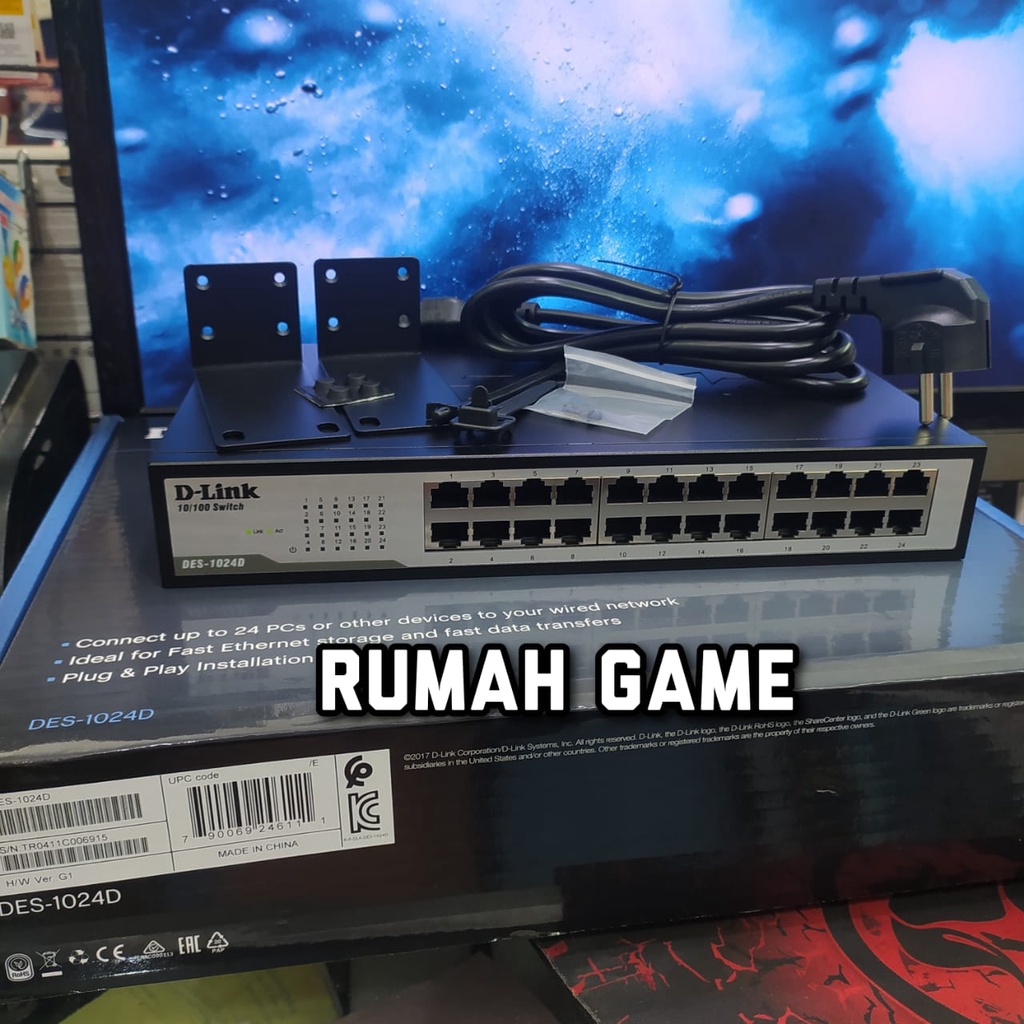D-Link Switch Hub 24 Port Desktop LAN DES-1024D Dlink Swicth Internet