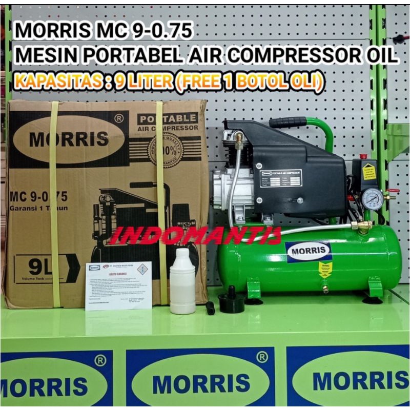 Mesin Kompresor listrik Morris 3/4Hp + Oli