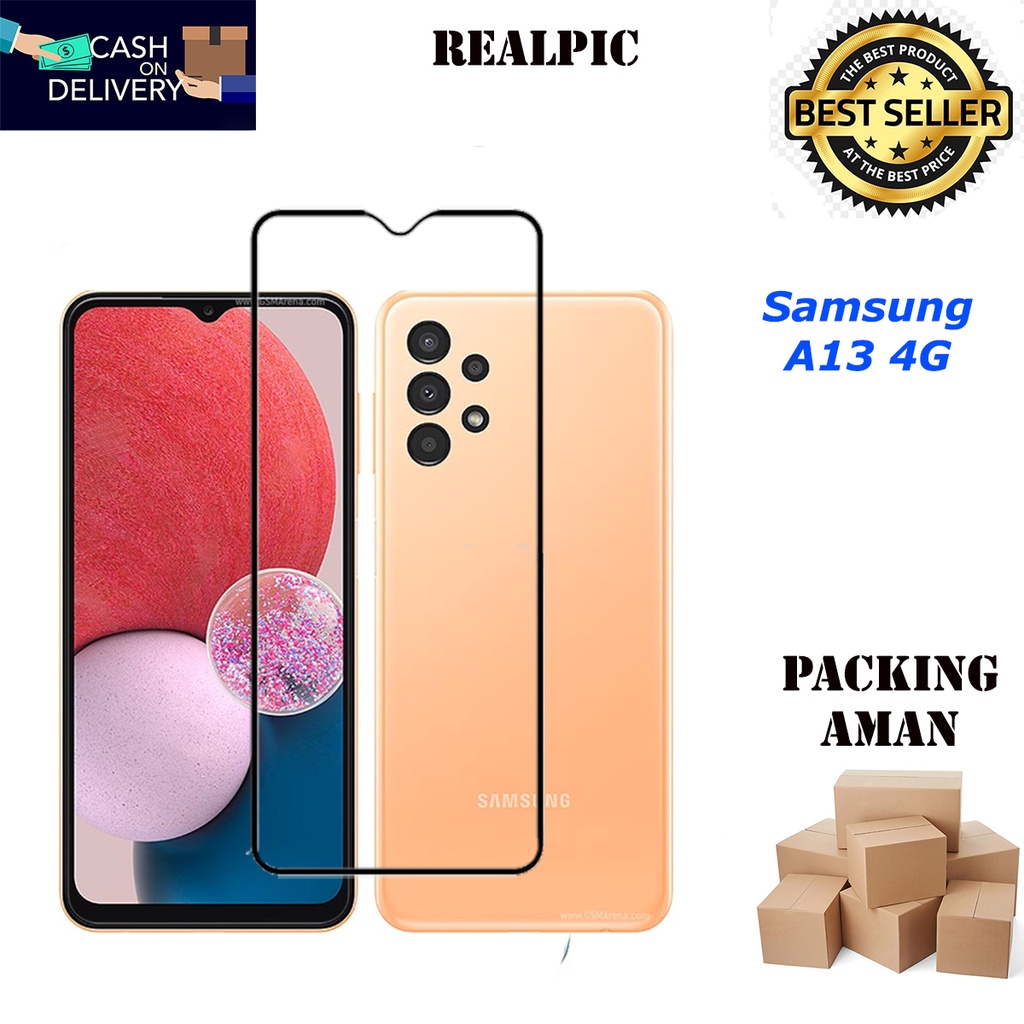 Tempered Glass Samsung Galaxy A13 4G Full Cover Full Screen Protector Anti Gores