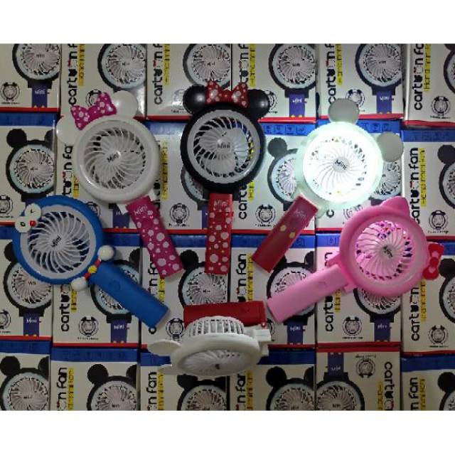 Kipas angin lampu mini fan karakter kipas genggam kipas portable LED