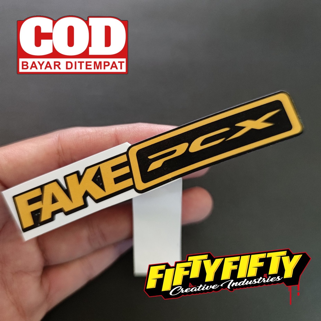 Stiker Print Cut FAKE PCX Stiker Printing Laminasi Glossy Tahan Air Stiker Motor Mobil Helm Sudah Membentuk Pola Desain