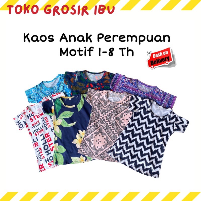 Kaos Anak Perempuan Cewek Lengan Pendek T-Shirt Oblong Anak Cewek Murah Bahan Katun / Kaos Anak Cewe